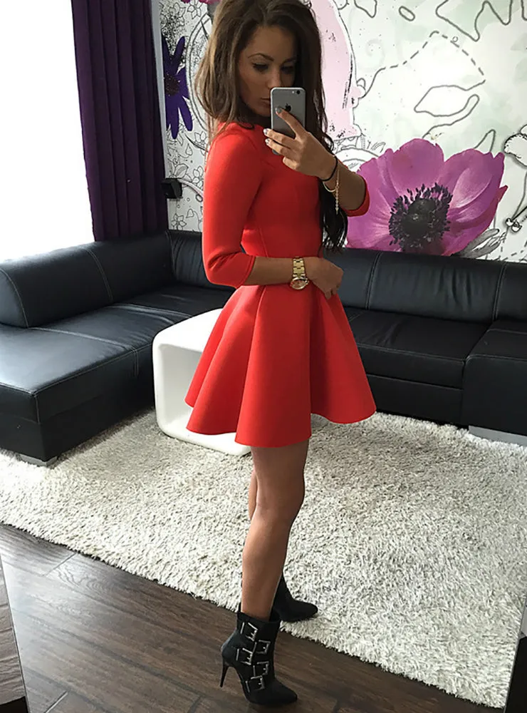 Spring Women Dress Bodycon Ruffles O Neck Office Dresses