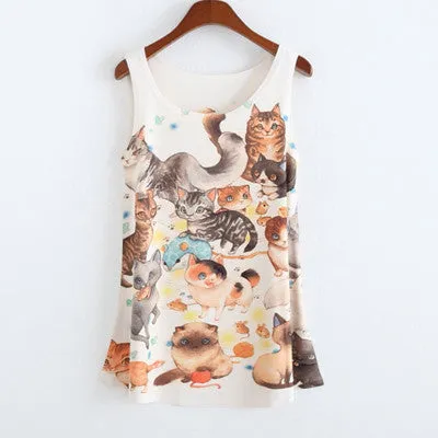 Summer fashion style New totoro print Sleeveless Tshirt women Loose plus-size women's t shirt One size tees camisetas tops