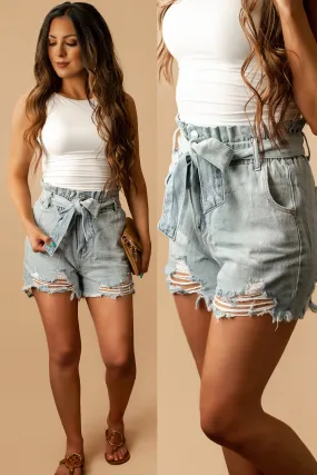 Too Soon Denim Paperbag Shorts | FINAL SALE