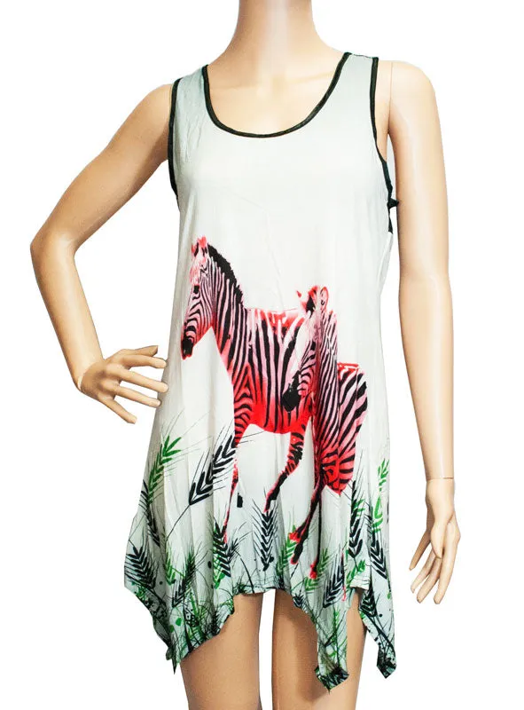 Tunic Sleeveless Tops-Zebra