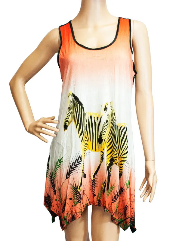 Tunic Sleeveless Tops-Zebra