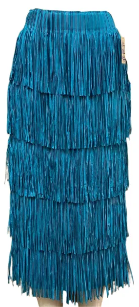 Turquoise All Over Fringe Skirt