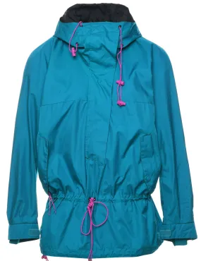 Turquoise & Purple Nylon Hooded Jacket - L