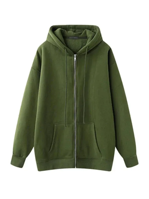 Wenkouban-Winter outfits Christmas Thick Oversized Hooded Zip-Up Jacket