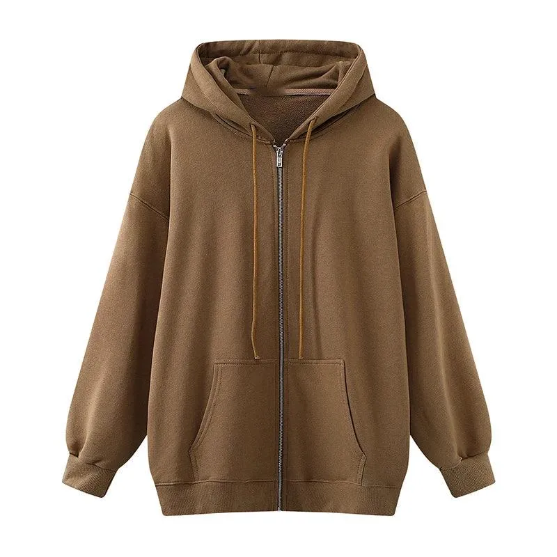 Wenkouban-Winter outfits Christmas Thick Oversized Hooded Zip-Up Jacket