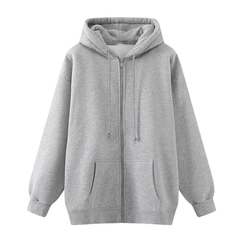 Wenkouban-Winter outfits Christmas Thick Oversized Hooded Zip-Up Jacket