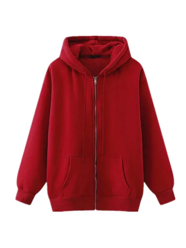 Wenkouban-Winter outfits Christmas Thick Oversized Hooded Zip-Up Jacket