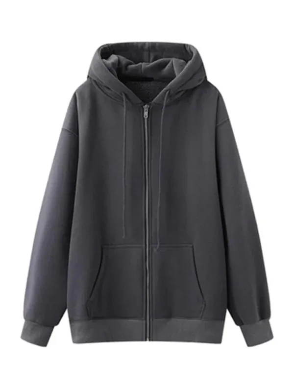 Wenkouban-Winter outfits Christmas Thick Oversized Hooded Zip-Up Jacket