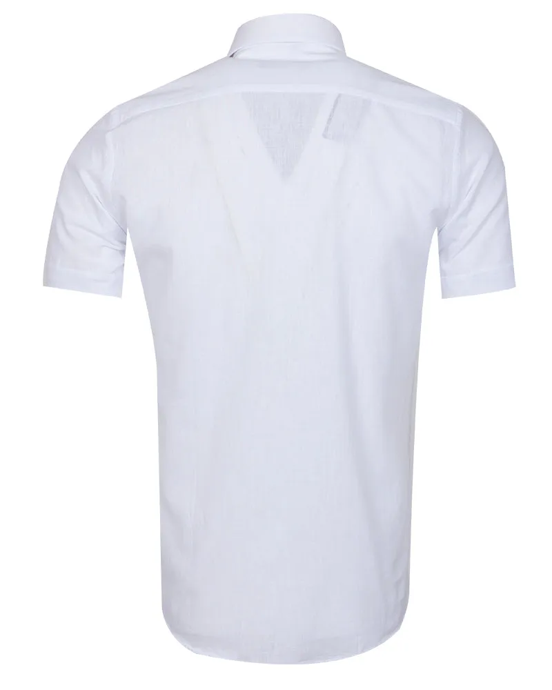 White Classic Linen Short Sleeve Shirt