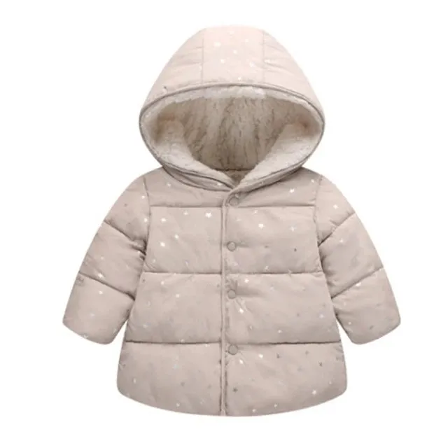 Winter Baby Girls Coats Kids Hooded Jackets Warm Plush Thick Coats Girls Jackets 2 3 4 5 Yrs Children Thick Outerwear