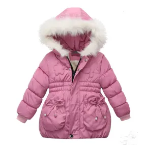 Winter Baby Girls Coats Kids Hooded Jackets Warm Plush Thick Coats Girls Jackets 2 3 4 5 Yrs Children Thick Outerwear