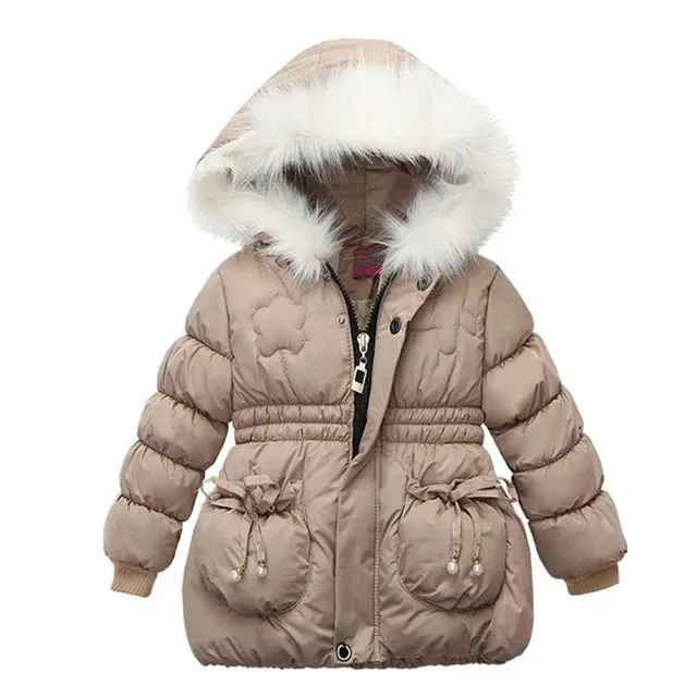 Winter Baby Girls Coats Kids Hooded Jackets Warm Plush Thick Coats Girls Jackets 2 3 4 5 Yrs Children Thick Outerwear