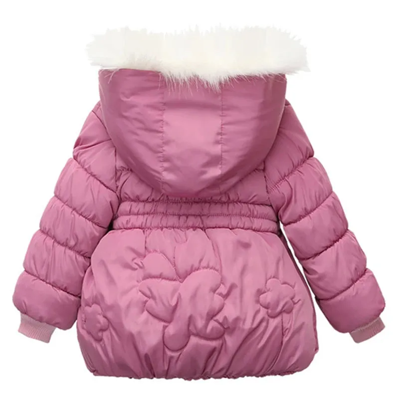 Winter Baby Girls Coats Kids Hooded Jackets Warm Plush Thick Coats Girls Jackets 2 3 4 5 Yrs Children Thick Outerwear