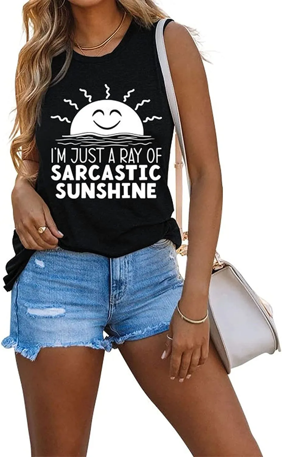 Women I'm JUST A RAY of Sarcastic Sunshine Tank Top Shirt