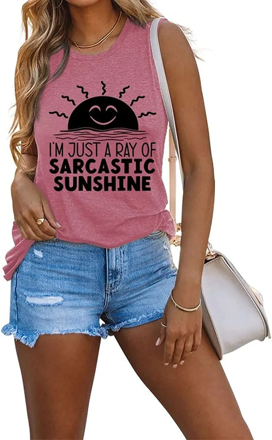 Women I'm JUST A RAY of Sarcastic Sunshine Tank Top Shirt