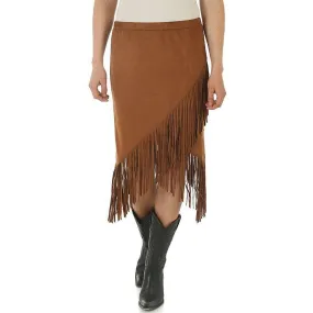 Wrangler Women's Faux Suede Envelope Hem Fringe Skirt